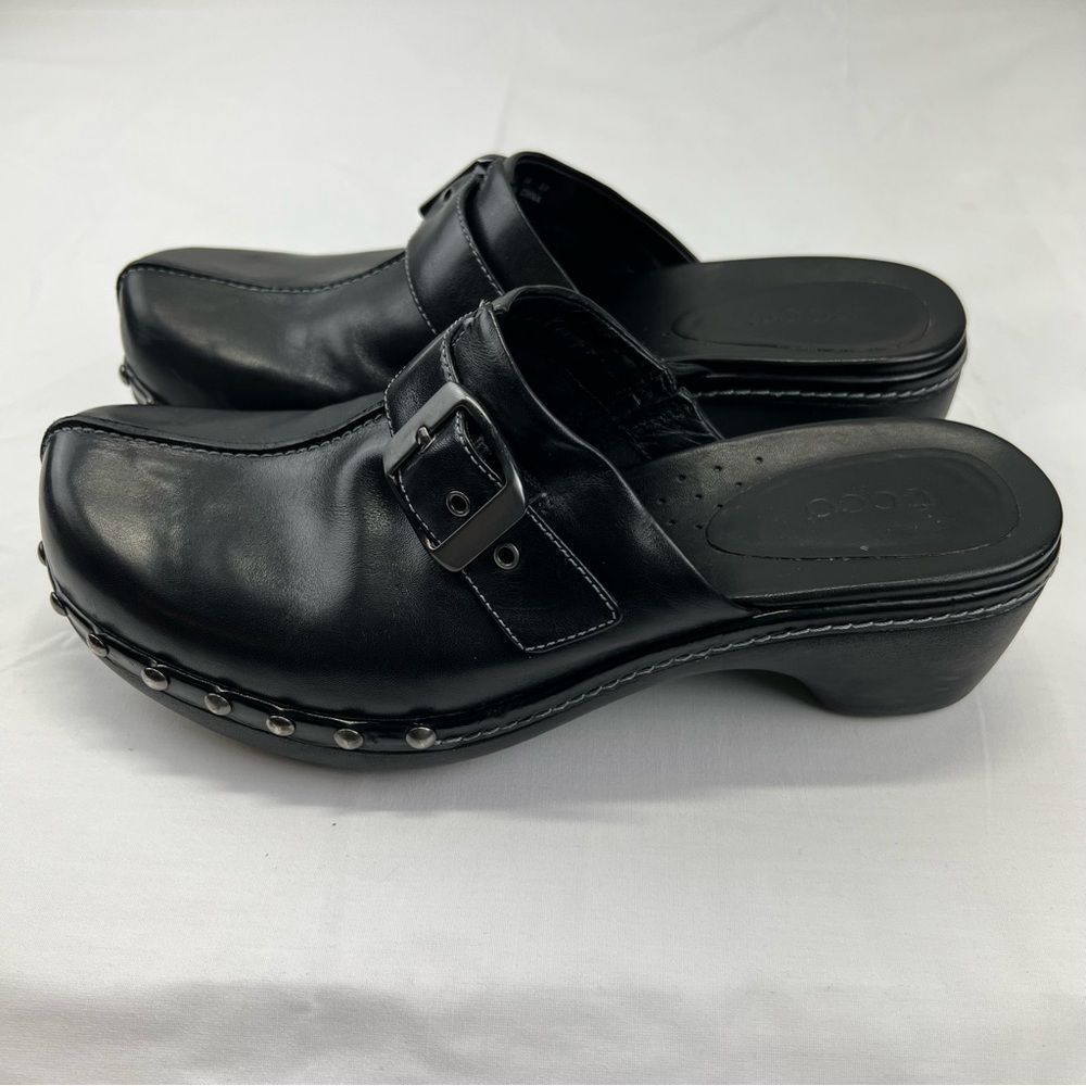 Ecco Studded Black Leather Clogs Mules Size EU 37, US 6 - 6.5